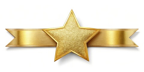 Golden ribbon with star label, elegant and festive design for decorations and celebrations