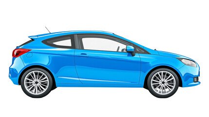 Obraz premium Side View Of Blue Hatchback Car Mock Up isolated on transparent or white background