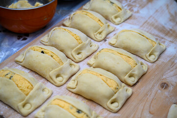 Traditional Cypriot Flaouna delicious Greek Easter Cheese Bread. Flaounes are traditionally prepared for Easter by Orthodox Cypriots.