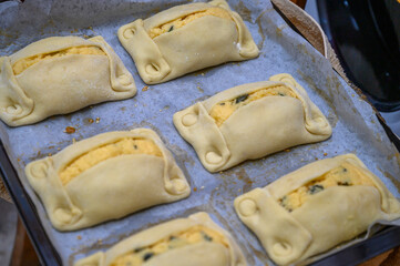 Traditional Cypriot Flaouna delicious Greek Easter Cheese Bread. Flaounes are traditionally prepared for Easter by Orthodox Cypriots.