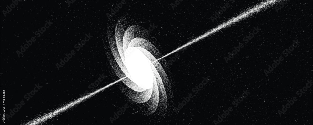 Wall mural neutron star with disc of plasma and ray burst. supermassive singularity in core off a galaxy, with 