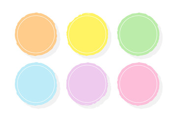 Set Of Paint Brush Stroke Circle Frame Isolated On White Background. Vector. Multi-Colored