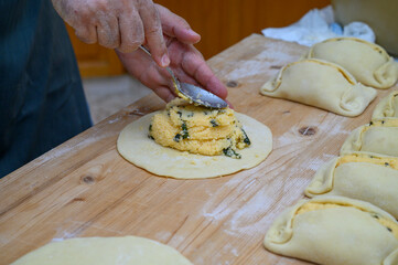 Traditional Cypriot Flaouna delicious Greek Easter Cheese Bread. Flaounes are traditionally prepared for Easter by Orthodox Cypriots.