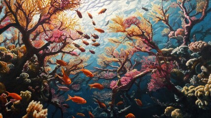 Underwater Coral Reef with Sunbeams