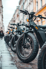 Electric bikes for rent in a city
