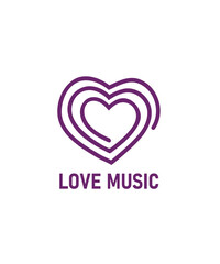 Creative Music Logo, Music Heart Logo, Love Music Logo Vector, Love For Music Heart Logo