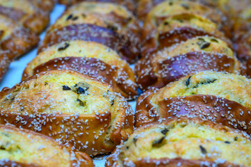 Traditional Cypriot Flaouna delicious Greek Easter Cheese Bread. Flaounes are traditionally prepared for Easter by Orthodox Cypriots.