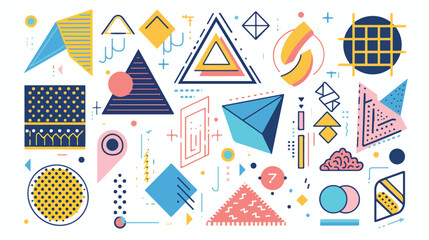 Vintage Retro Geometric Elements Line Style Stick Image