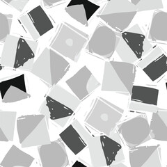 Abstract geometric pattern with squares and sharp angles in grayscale tones, showing artistic design composition. Monochrome hand drawn background
