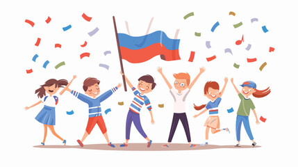 Fototapeta premium Celebrating Russia's Independence Day: Joyful Russian Children