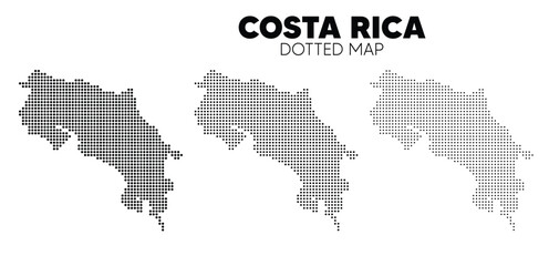 set of Costa rica dotted map on white isolated