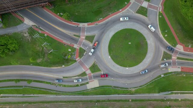 Richmond Virginia, RVA, Virginia Roadway, Traffic Circle, Drone Aerial 