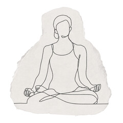 Meditation png sicker, leisure activity, ripped paper design transparent background