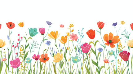 Fototapeta premium Vibrant Spring Flower Blooming Background Vector Illustration