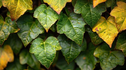 Green and Yellow Ivy Leaves on a Wall