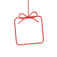 Hanging gift box or present frame border isolated on white background with shadow minimal creative idea concepts 3D rendering