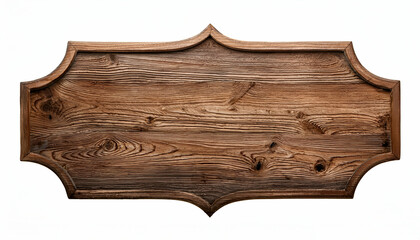 Rustic wooden signboard with aged texture and curved edges, ideal for decorative purposes.