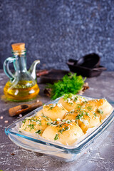 lush homemade buns with garlic and dill