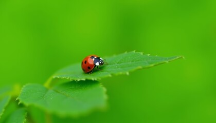  Natures tiny beauty  A ladybug on a leafy stage