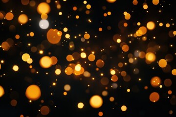 A photo of a black background with many small, bright, yellow dots.