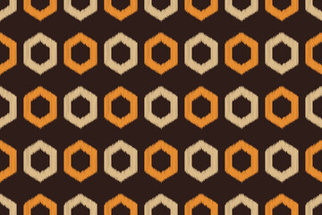 Ethnic Traditional ikat motif fabric pattern geometric style.Ikat embroidery Ethnic oriental pattern brown background wallpaper. Abstract,vector,illustration.Texture,frame,decoration.