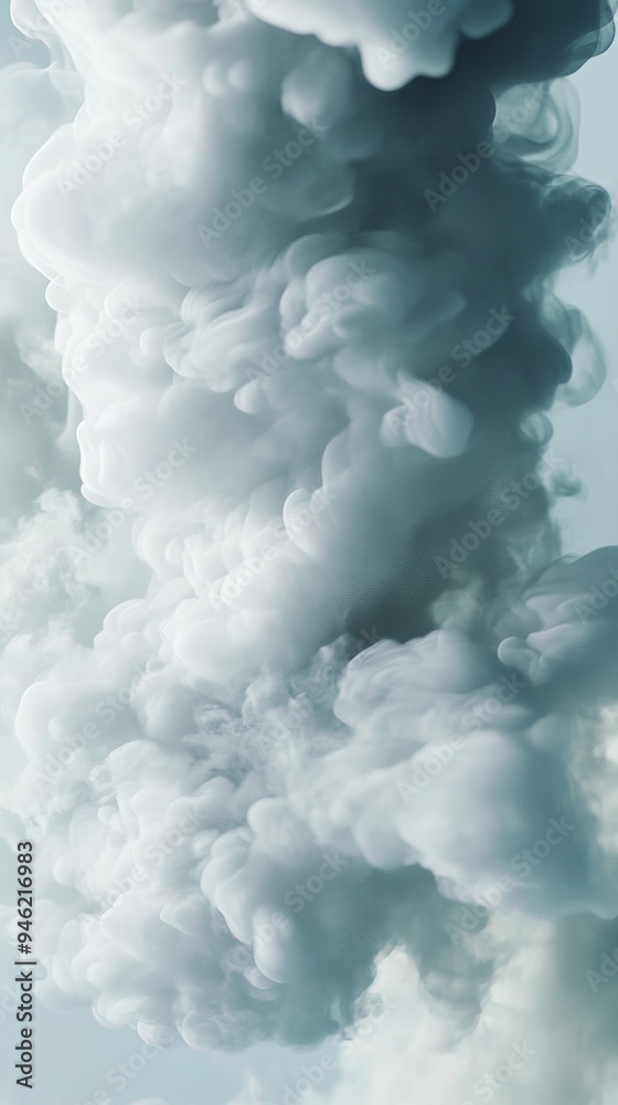 Wall mural white smoke cloud billowing on blue background