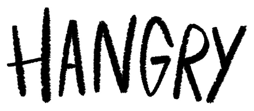 Hangry png sticker, typography doodle, transparent background