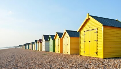  Vibrant beach huts under a clear sky