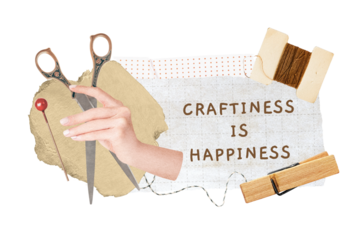 Sewing hobby png quote sticker, transparent background