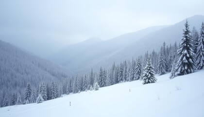 Obraz premium Snowy mountain landscape serene and untouched