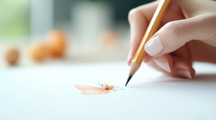 A focused illustrator meticulously sketching with a pencil on a large pad of paper, demonstrating the concentration required for a productive work session.