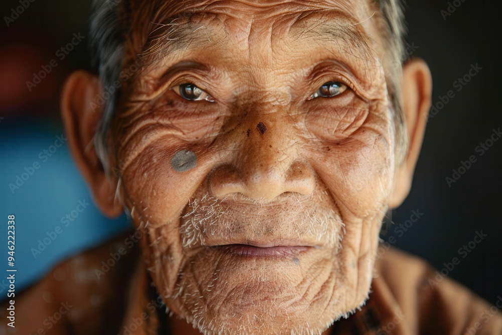 Poster elderly men from different ethnicities convey a sense of wisdom and tranquility, their expressions r