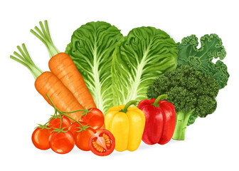 Various vegetables  png illustration, healthy food, transparent background