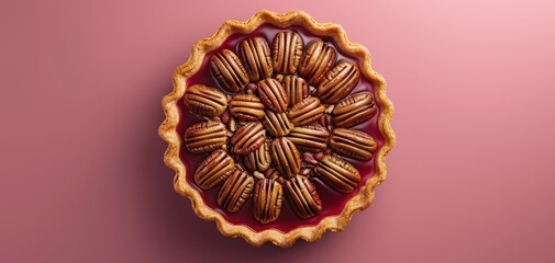 Pecan pie flat design top view southern style theme 3D render Triadic Color Scheme