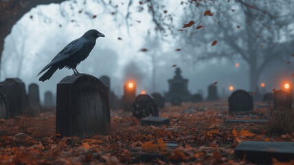 幽霊屋敷な雰囲気のハロウィン墓地