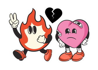 Cartoon relationship png, retro illustration, transparent background