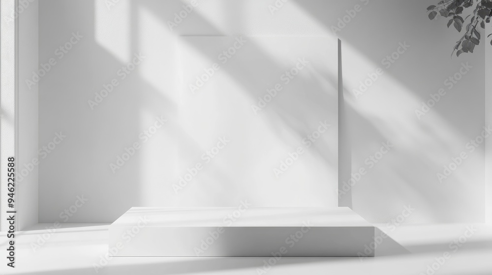 Poster a simple white backdrop with a subtle drop shadow, adding depth and dimension to the scene