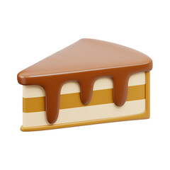 3d illustration of chocolate cake piece, cake and dessert abstract