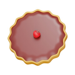 3d illustration of strawberry pie, sweet and fresh strawberry pie abstract