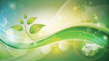 Obraz premium Eco-Friendly ESG Concept with Green Leaves and Abstract Wave Design Representing Sustainability and Environmental Responsibility