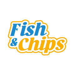 Fish and chips logo vector Illustration template, simple lettering sign