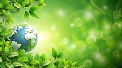 Eco-Friendly ESG Concept with Green Earth and Leaves Symbolizing Environmental Sustainability and Corporate Responsibility