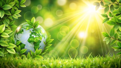 Eco-Friendly ESG Concept with Green Earth and Leaves Symbolizing Sustainability and Environmental Responsibility