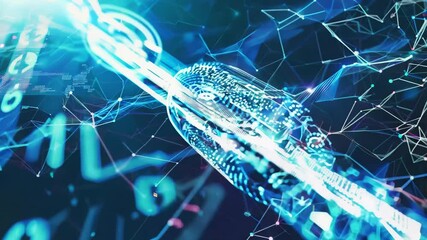 A close-up view reveals a metallic chain intricately linked to a cell phone, symbolizing the connection between technology and daily life, highlighting our modern reliance on devic