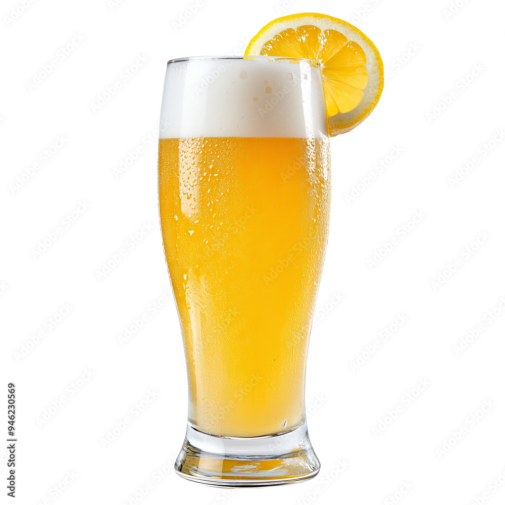 Wall mural Lemon Shandy cocktail isolated on transparent or white background 