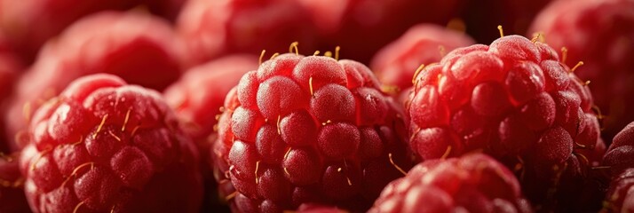 A close-up of red raspberries.