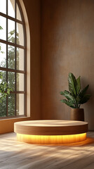 Podium mockup display stand for product presentation