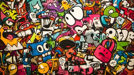 Obraz premium Wall art in an alleyway wall art in a corner pop art graffiti and modern doodle styles.