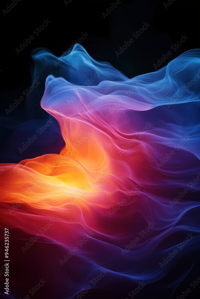 Aufkleber abstract colorful flowing waves of blue, purple, and orange in motion, creating a vibrant and dynami