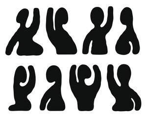human silhouette gesture icon set